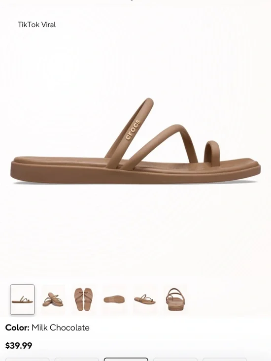 CROCS Women's Miami Strappy Toe-Ring Sandal in Milk Chocolate - Picture 3 of 7